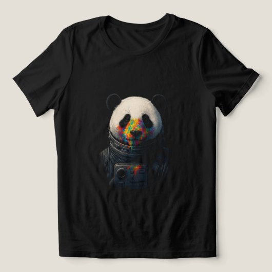 Astronaut Panda with Neon Paint Splash トライブレンドTシャツ (デザイン正面)