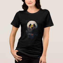 Astronaut Panda with Neon Paint Splash  トライブレンドＴシャツ