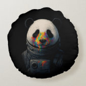 Astronaut Panda with Neon Paint Splash  ラウンドクッション (裏面)
