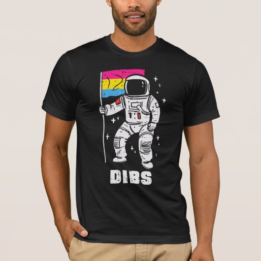 Astronaut Pansexual Flag Dibs Pan Pride Lgbt Space Tシャツ (正面)