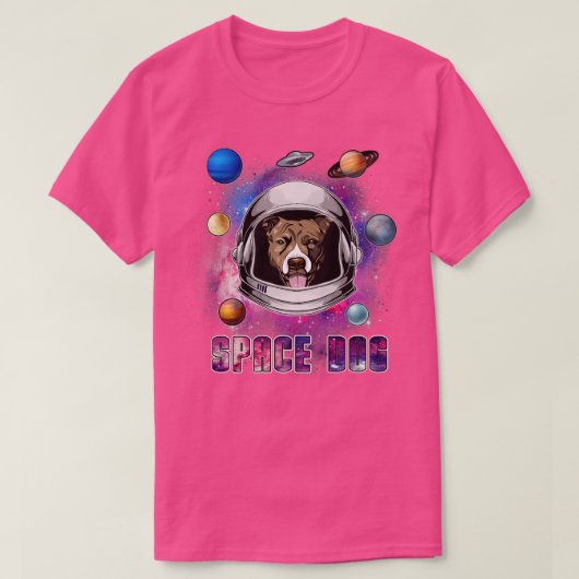 Astronaut Pit Bull Dog In Space Galay Funny Dog Lo Tシャツ (デザイン正面)