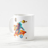 Astronaut Pizza Coffee Mug - Fun Space Lover Cup コーヒーマグカップ (正面左)