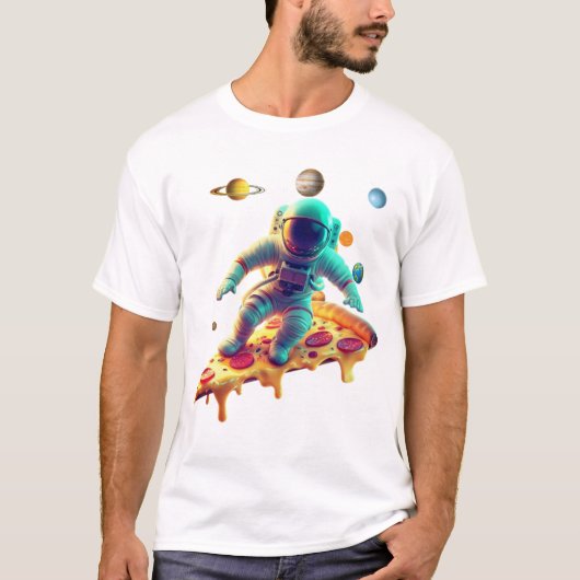 Astronaut Pizza Tshirt - Space Lover Graphic Tee Tシャツ (正面)
