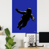 Astronaut Poster – Black Silhouette on Blue ポスター (ホームオフィス)