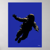 Astronaut Poster – Black Silhouette on Blue ポスター (正面)