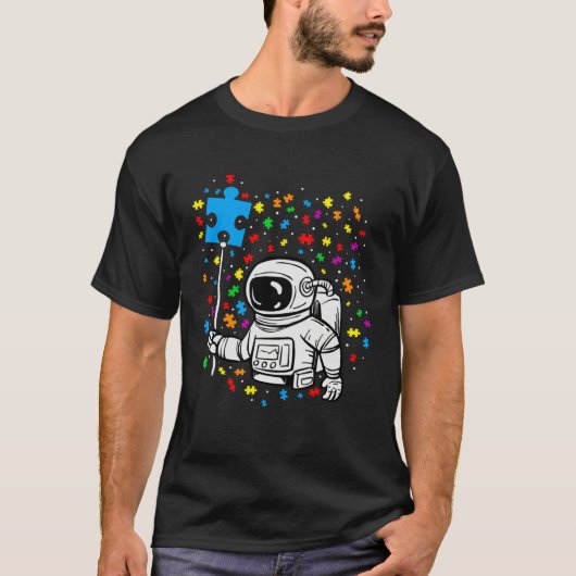 Astronaut Puzzle Piece Balloon Autism Awareness Sp Tシャツ (正面)