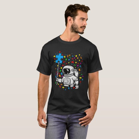 Astronaut Puzzle Piece Balloon Autism Awareness Sp Tシャツ (正面フル)