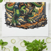 Astronaut Riding a T-Rex – Epic Space Dinosaur キッチンタオル (折り畳み)