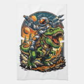 Astronaut Riding a T-Rex – Epic Space Dinosaur キッチンタオル (縦)
