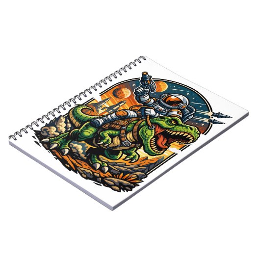 Astronaut Riding a T-Rex – Epic Space Dinosaur ノートブック (左側)