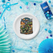 Astronaut Riding a T-Rex – Epic Space Dinosaur ペーパープレート (パーティー)