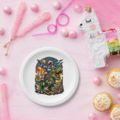 Astronaut Riding a T-Rex – Epic Space Dinosaur ペーパープレート (パーティー)