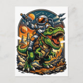 Astronaut Riding a T-Rex – Epic Space Dinosaur ポストカード (正面)