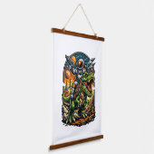 Astronaut Riding a T-Rex – Epic Space Dinosaur 吊り下げ型タペストリー (傾斜あり)