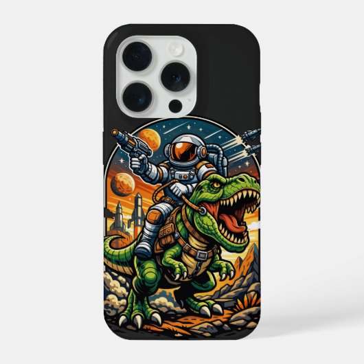Astronaut Riding a T-Rex – Epic Space Dinosaur iPhoneケース (裏面)