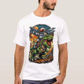 Astronaut Riding a T-Rex – Epic Space Dinosaur Tシャツ (正面)