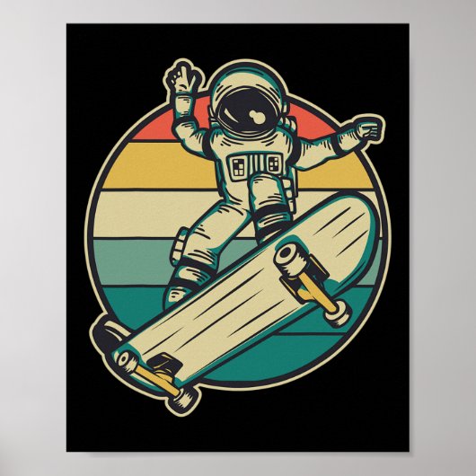 Astronaut Skateboarding Skateboard  ポスター (正面)