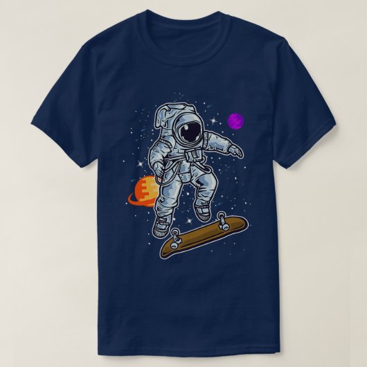 Astronaut Skating On Rocket Skateboard In Space Ki Tシャツ (デザイン正面)