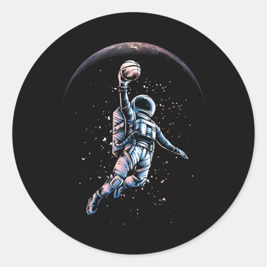 Astronaut Slam Dunk Space Tee Sketll Lover Cool Un ラウンドシール (正面)