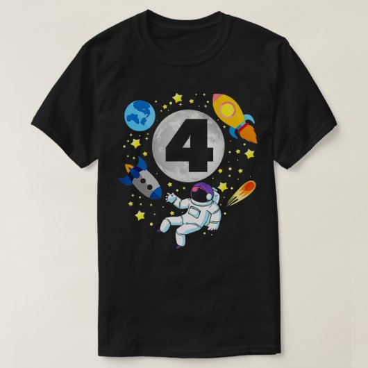 Astronaut Space 4th Bday 4 Years Old Bday Boy Tシャツ (デザイン正面)