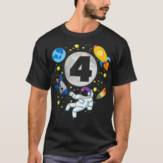 Astronaut Space 4th Bday 4 Years Old Bday Boy Tシャツ
