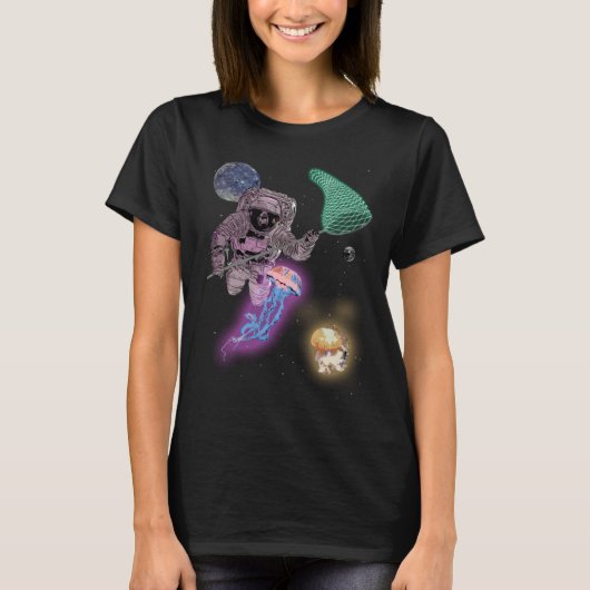 Astronaut Space Alien Jellyfish Hunting with Net G Tシャツ (正面)