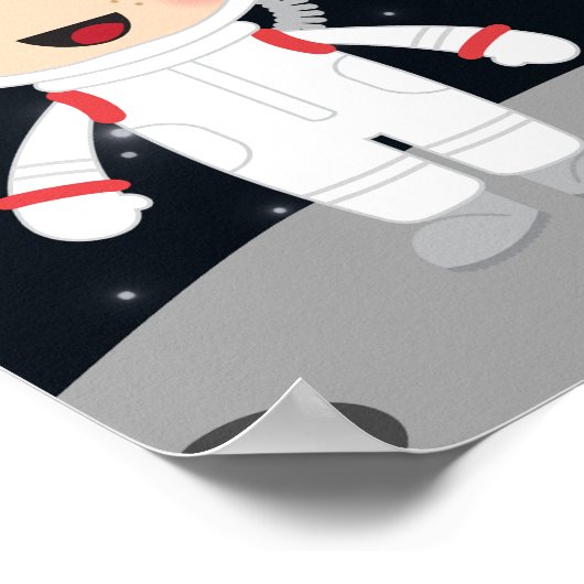 Astronaut Space Birthday Blast Off Theme" ポスター (角)