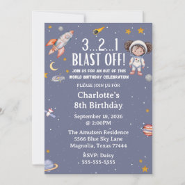 Astronaut Space Birthday Invitation 招待状