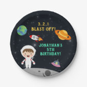 Astronaut Space Birthday Paper - Cosmic Party  ペーパープレート (正面)