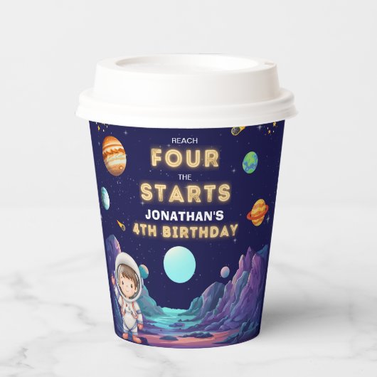 Astronaut Space Boy 4th Birthday  紙コップ (正面)