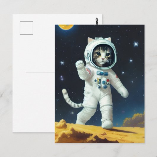 Astronaut space cat ポストカード (正面/裏面)