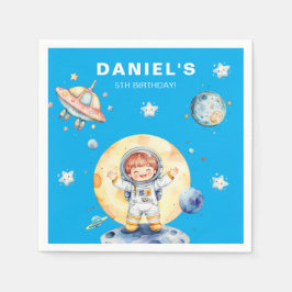 Astronaut Space-Themed Custom Birthday Party スタンダードカクテルナプキン