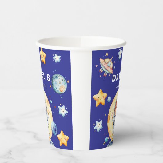 Astronaut Space-Themed Custom Birthday Party 紙コップ (左)