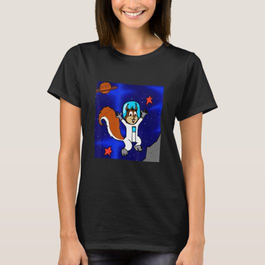 Astronaut Squirrel in Space Tシャツ (正面)