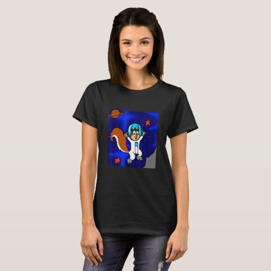 Astronaut Squirrel in Space Tシャツ (正面フル)