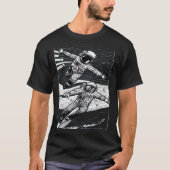 Astronaut Surfing in a Space Wave Tシャツ (正面)