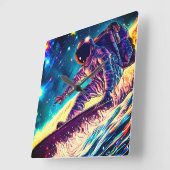 ASTRONAUT SURFING ON RIDE THE COSMIC WAVES スクエア壁時計 (傾斜)