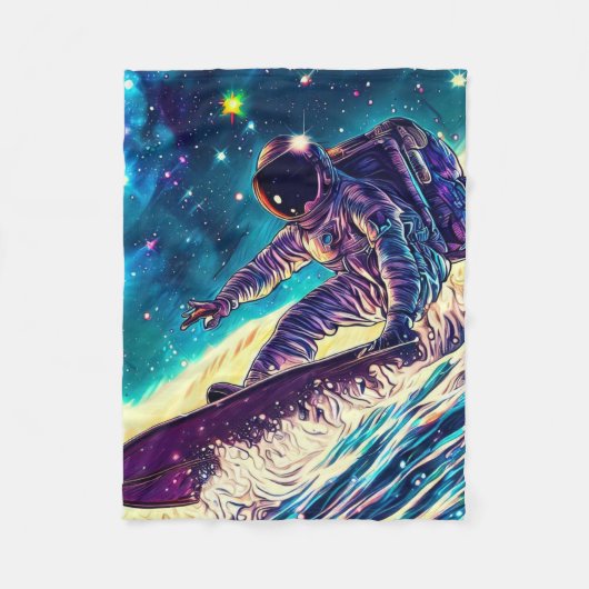 ASTRONAUT SURFING ON RIDE THE COSMIC WAVES フリースブランケット (正面)