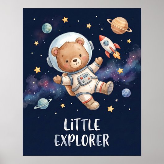 Astronaut Teddy Bear Little Explorer Space Kids ポスター (正面)