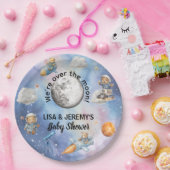 Astronaut Teddy Bears in Space Baby Shower ペーパープレート (パーティー)