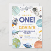 Astronaut Trip Around the Sun Birthday 招待状 (正面)