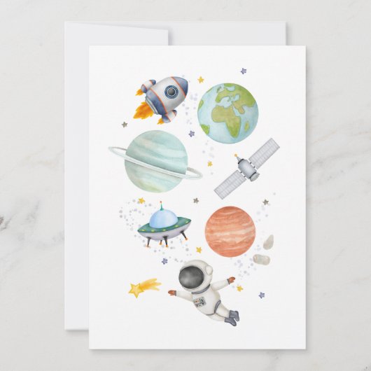 Astronaut Trip Around the Sun Birthday 招待状 (裏面)