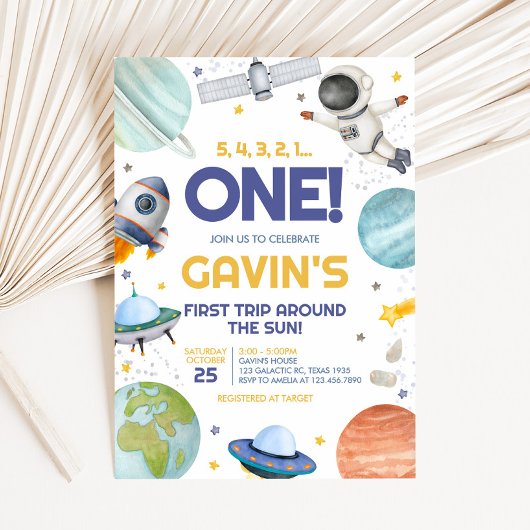 Astronaut Trip Around the Sun Birthday 招待状