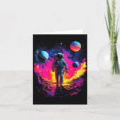 Astronaut Walking In Galaxy Outer Space Explorer S カード (正面)