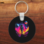 Astronaut Walking In Galaxy Outer Space Explorer S キーホルダー (正面)