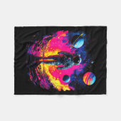 Astronaut Walking In Galaxy Outer Space Explorer S フリースブランケット (正面(横))
