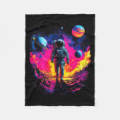 Astronaut Walking In Galaxy Outer Space Explorer S フリースブランケット (正面)