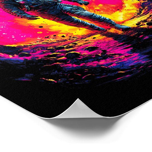 Astronaut Walking In Galaxy Outer Space Explorer S ポスター (角)