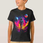 Astronaut Walking In Galaxy Outer Space Explorer S Tシャツ (正面)