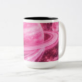 Astronaut Walking on Pink Rings ツートーンマグカップ (正面右)